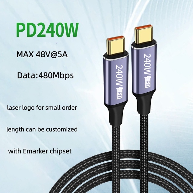 high quality Type-C Data Cable USB-C to C Fast Charging 5A PD240W Fast charging cable 480Mbps data for Laptop Mobile Phone