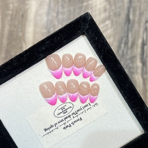 Lovely Bean Press en las <span class=keywords><strong>uñas</strong></span> <span class=keywords><strong>con</strong></span> degradado <span class=keywords><strong>Rosa</strong></span> Diseño francés Elegante <span class=keywords><strong>color</strong></span> desnudo Puro hecho a mano Puntas de <span class=keywords><strong>uñas</strong></span> cortas - Product Image 1