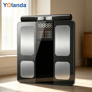 Balance connectée Yolanda nouvelle conception <span class=keywords><strong>avec</strong></span> écran et 8 électrodes, moniteur de santé pour la maison et la salle de sport, capacité 180 kg / 400 lb - Product Image 1