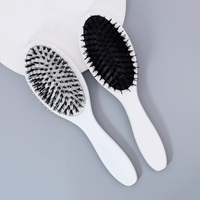 Brosse à cheveux en bois à poils de sanglier, étiquette privée OEM, logo personnalisé, outil démêlant pour perruques et extensions capillaires