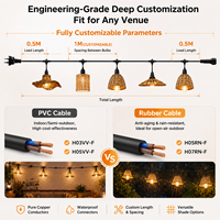 Guirlande lumineuse E27 personnalisable, étanche IP44, pour extérieur, de qualité commerciale, pour décorer les patios, avec abat-jour en option