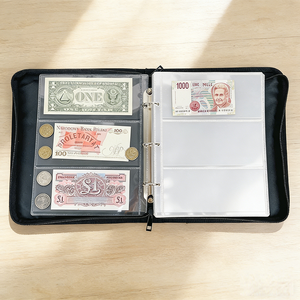 Carpeta de Colección de Monedas y Billetes Negra de 3 Ranuras al por Mayor con Cubierta de PU, Soporte Personalizado para Monedas para Coleccionistas - Product Image 6