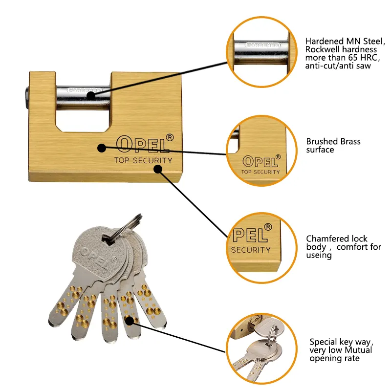 Lucchetto di sicurezza superiore con 3 chiavi lucchetto in ottone resistente a forma di D lucchetto con protezione industriale anti-taglio