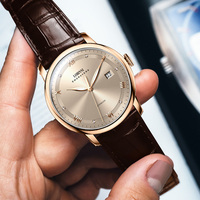 Montre-bracelet de luxe pour homme LOBINNI, marque haut de gamme, design classique, bracelet en acier inoxydable et cuir, cadran de 41 mm, résistante à l'eau, aiguilles