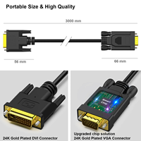 BENFEI DVI-D aktif ke VGA, DVI-D 24 + 1 ke VGA 6 kaki kabel laki-laki ke laki-laki kabel berlapis emas