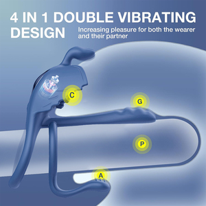 Nieuwe 4-in-1 vibrerende cockring voor mannen met vertragingsfunctie, verstelbare maat, sterke vibratie en afstandsbediening. - Product Image 4