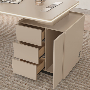 Escritorio ejecutivo de estilo crema de gama alta Diseño elegante Gerente ejecutivo Escritorio de Supervisor Luces Oficina - Product Image 2