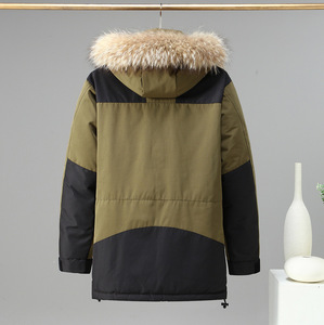 Veste d'<span class=keywords><strong>hiver</strong></span> pour <span class=keywords><strong>homme</strong></span> avec logo personnalisé, capuche amovible, duvet chaud et épais, grand col en fourrure, <span class=keywords><strong>parka</strong></span> longue pour <span class=keywords><strong>homme</strong></span> - Product Image 2