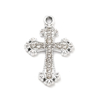 PandaHall 100 Pcs Pendentifs Religieux Catholiques Plaqué Or, Croix en Alliage de Zinc avec Strass en Cristal, Breloques de Bijoux Tendance
