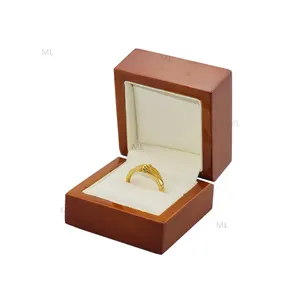 Wooden Jewelry Package Box with Oil Painting solid wood high gloss Earring ring box Stock with pu inner