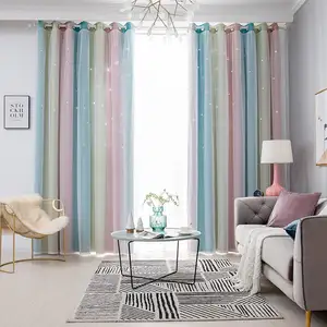 Luxury Modern, home 100% polyester striped office white Window curtains for living room bedroom/