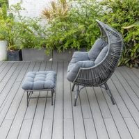 Fauteuil d'extérieur pour 2 personnes, chaise longue en forme de panier, coussins extra épais, appuie-tête
