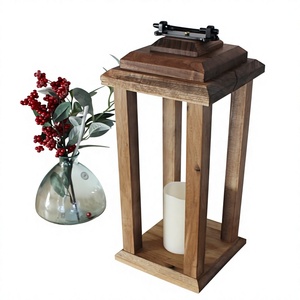 Lanterne porte-bougie en bois faite à la main avec panneaux en verre, impression personnalisable pour la décoration de la maison, décoration de table, mariages, fêtes - Product Image 2