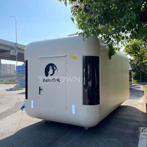 Kiosque à café mobile moderne en forme de cube, corps blanc mat, pour camping en plein air - Product Image 3