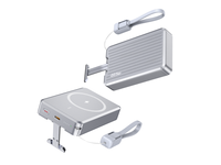 Batterie externe magnétique 10000 mAh avec charge sans fil, câble intégré, affichage numérique haute capacité, support de téléphone en forme de valise