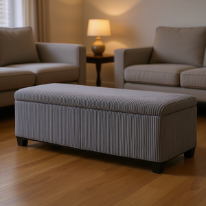 Banc de rangement en velours côtelé gris, 47 pouces, convertible, meuble de salon, repose-pieds de chevet, design moderne - Product Image 2
