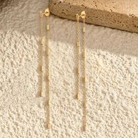 Boucles d'oreilles pendantes CAIOOCHE pour femme, longues chaînes à pampilles, maillons rectangulaires, plaqué or 18 carats, acier inoxydable, inaltérable