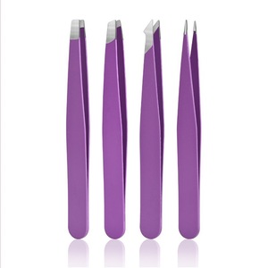 ชุดแหนบคิ้วสแตนเลส 4 ชิ้น สีม่วง 9.6 ซม. พกพาสะดวก สำหรับถอนขนและตกแต่งเครา - Product Image 2