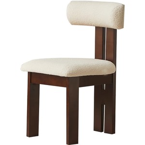 Solid Wood <b>Dining</b> <b>Chair</b> Walnut <b>White</b> Lambskin Comfortable Home Desk <b>Chair</b> Adult Use - Product Image 5