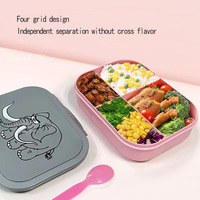 Lot de boîtes à lunch rectangulaires personnalisées pour enfants, avec couvercle en plastique, anti-fuite, réutilisables, sans BPA, pour l'école, 3 compartiments