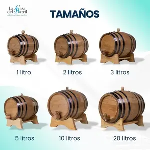 Barril de Madera de 10L con Anillo Negro para Almacenamiento de Licores y Cerveza con Soporte - Product Image 6