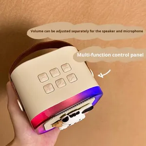 Presente de Aniversário Pacha Kidsren 5W Sem Fio para Bluetooth Audio Speaker com Microfone Quadrado KTV Cantando Speaker RGB LED Light - Product Image 4