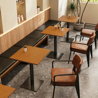 Ensemble de table et chaises de restaurant commercial en gros, chaise et table à structure métallique pour restauration rapide, bistro, hôtel, banquet