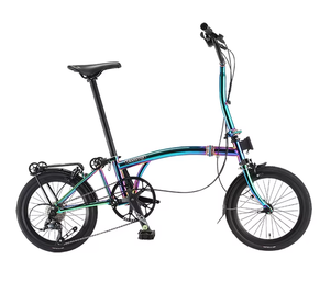 CRANSTON 16 inç R9 tri-katlanır bisiklet 9 hız yüksek kalite çelik çerçeve gökkuşağı gü<span class=keywords><strong>m</strong></span>üş Y bar <span class=keywords><strong>M</strong></span> bar 9S Mini katlanır bisiklet - Product Image 2