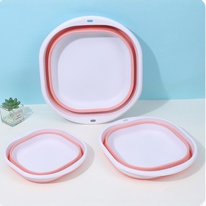 Lavabo Plegable Rectangular de Silicona Gruesa, Portátil, para Viajes, Dormitorios, en Gris, Rosa y Azul - Product Image 4