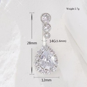 Piercing de nombril tendance et sexy en acier inoxydable plaqué or avec zircon, hypoallergénique, bijou de corps à boucle pour le nombril - Product Image 3