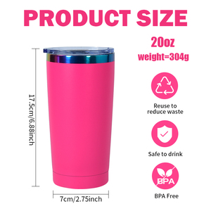 Tazza da auto personalizzata da 20 oz in acciaio inossidabile per l'inverno e l'estate, con rivestimento ionico, tazza isolata arcobaleno da 20 oz per bevande calde e fredde - Product Image 2
