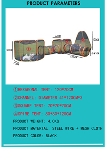 เต็นท์สัตว์เลี้ยงแบบพับได้ 6-in-1 ผ้าตาข่ายไนลอนทรงสี่เหลี่ยม สวยงาม เป็นมิตรกับสิ่งแวดล้อม ระบายอากาศได้ดี ใช้งานกลางแจ้ง อายุการใช้งานยาวนาน บรรจุในกล่องแบบป๊อปอัพ - Product Image 4