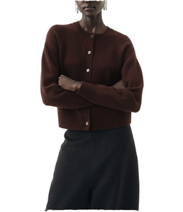Women's <b>Cardigan</b> Crew Neck Full <b>Sleeve</b> Button Closure Minimalist Solid Color Autumn Knitted Sweater <b>Short</b> Length - Product Image 1