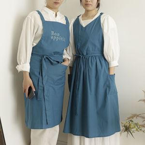 Moss Green Sleeveless Apron With Paris Embroidery Tie Front Vest Style For Kitchen Baking Daily Use - Product Image 2