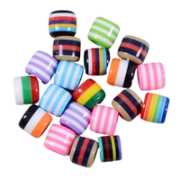 100 Pezzi Perline in Resina Colorate 11x10mm con Foro da 6mm, Motivo a Strisce Arcobaleno per Dreadlocks, Clip per Capelli, Extension per Trecce