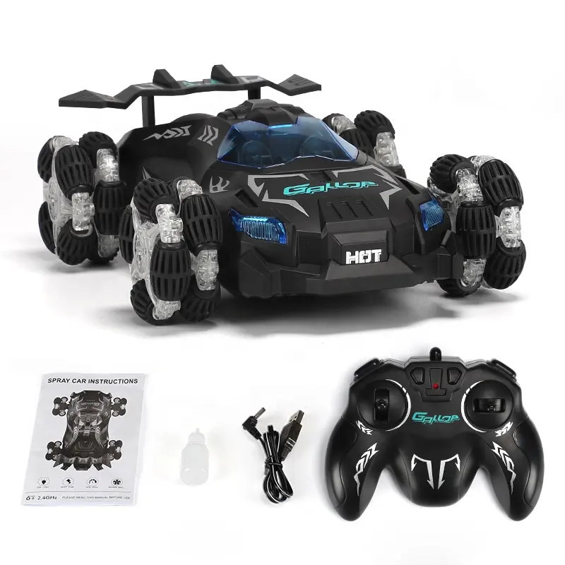 New popular kids high speed 2.4GHZ remote control 4WD lateral drift spray stunt car racing rc cars
