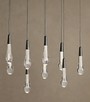 Lustre en cristal de verre fait main de luxe, forme goutte d'eau, larmes d'ange, lampe suspendue pour escalier, chambre, bureau - Goutte de pluie