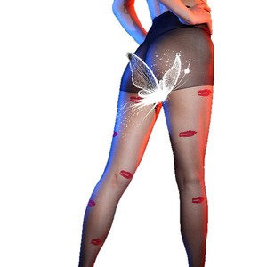 Lip Print Black Pantyhose Ultra <b>Thin</b> 0D Sheer Women's <b>Tights</b> Summer Fashion - Product Image 5