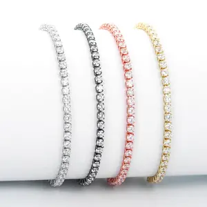 Fabriek Groothandel Hippe Pop Sieraden Verstelbare Montage Armband Ronde Bling Ijs Uit Zirkoon Steen Tennis Armband Moissanite