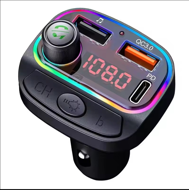 C14 Car BT5.0 FM Transmitter QC3.0+PD USB Charger Adapter Car MP3 Player Handsfree Car Kit with Bass Audio Backlit