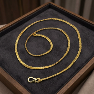 Wholesale 14K 18K 24K Micron Gold Flat Snake Chain Necklaces, Fashion Chains, Modern Chain Design, Flat Snake <b>Link</b> Style Chain - Product Image 3