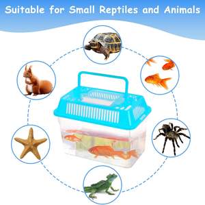 Transporteur d'animal familier en plastique de réservoir de <span class=keywords><strong>tortue</strong></span> Transparent portatif pour de petits Terrariums de reptiles - Product Image 2