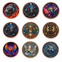 Koin Tembaga Black Panther Moon 5 AVDP oz .999 Fine 3D High Relief UV Color Gothic Rose Midnight Art Round Copper Coin