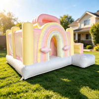 Castillo Inflable para Fiestas de Cumpleaños Infantiles, Brincolín con Decoración de Globos, Brincolín Comercial para Jardín Exterior