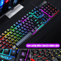 Clavier et souris filaires pour jeux TWOLF TF200, ordinateur, rétroéclairage pour PC de bureau, lumière arc-en-ciel LED