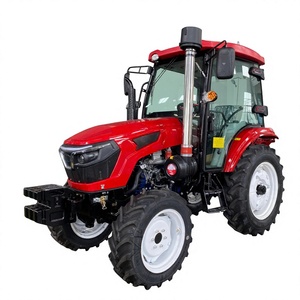 Tractor agrícola rojo 4x4 de 50HP con transmisión de engranajes, equipado con cabina de lujo y alto nivel de seguridad, adecuado para la producción agrícola. - Product Image 1