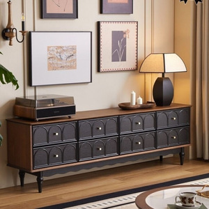French Vintage Solid Wood TV Stand Black American Style Living Room Storage <b>Cabinet</b> - Product Image 4