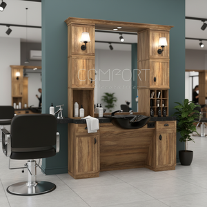 Station de coiffure moderne en bois MDF durable avec miroir, idéale pour salons de manucure, hôtels, ateliers, centres commerciaux – Fabriquée en Turquie - Product Image 3