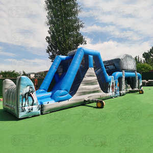Bâche commerciale en PVC étoile géante longue double voie videur gonflable toboggan sec saut maison guerres parcours d'obstacles - Product Image 4