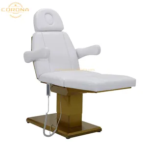 Luxury Stainless Steel Base Electrical Reclining Chair 3/4 Motor Electric Massage Table Bed Facial Beauty Bed